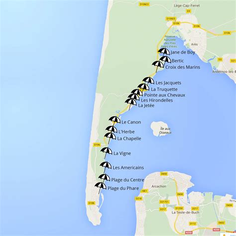 plan des plages du cap ferret côté bassin | Cap ferret, Tourisme landes, Bassin d'arcachon