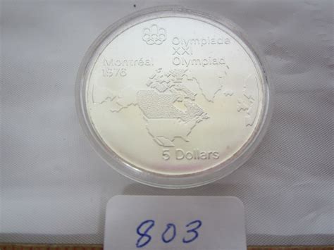 1976 Olympics 5 Dollar Coin Map Showing Canada .723 Oz. Silver ...