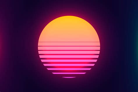 Vintage 80s colorful retro sunset. | Technology Illustrations ...