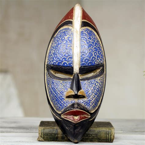 Artisan Crafted Blue African Mask in Wood and Aluminum | African masks ...