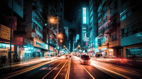 a captivating desktop wallpaper featuring a bustling city street at night with bright lights ...