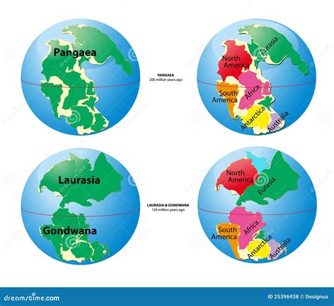 World Map Of Pangaea, Laurasia, Gondwana Stock Vector - Image: 25396938