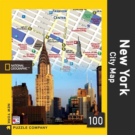 New York City Map Mini Puzzle, 100 Pieces, New York Puzzle Co | Puzzle Warehouse