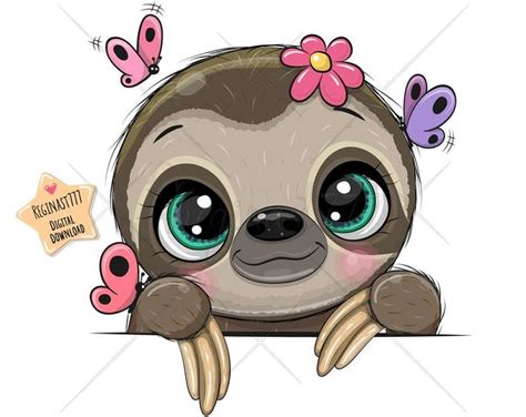 Cute Sloth PNG Digital Download Clipart Cartoon Graphics | Etsy in 2021 | Cartoon, Sloth, Cute sloth