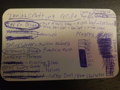 I made a list for the zenith recipe, any ideas to get the circle items faster? : r/Terraria