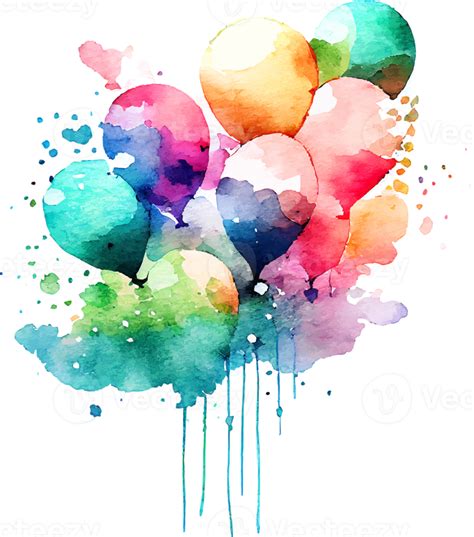 Cute Watercolor Birthday Balloons Card 17394863 PNG