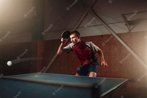 Premium Photo | Table tennis, player in action, ball with trace