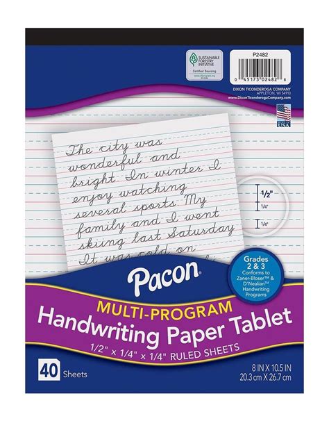 Multi-Program Handwriting Tablet 8" X 10-1/2", Ruled Short D'nealian ...