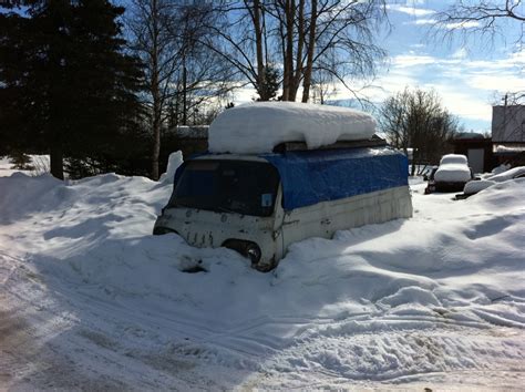 Talkeetna, Alaska - winter snow, white van