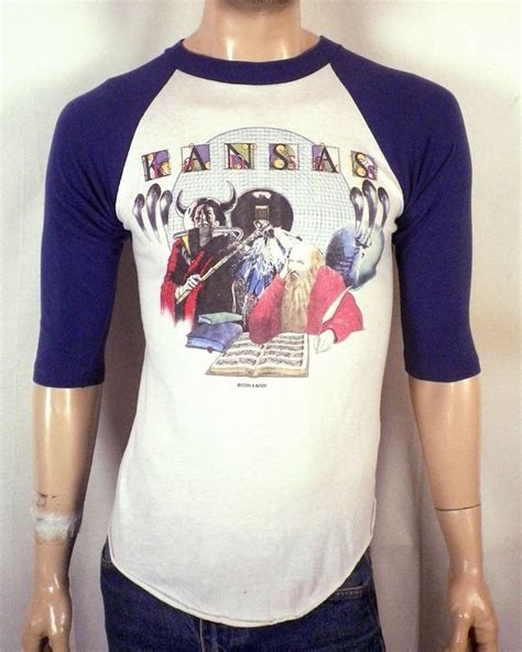 vtg 70s Kansas Raglan Tour Concert T-Shirt 1977 Leftoverture soft thin band M | Concert tshirts ...