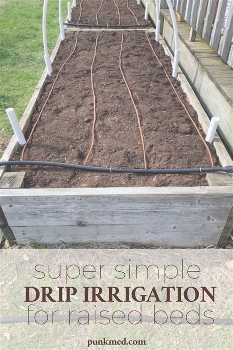 a garden bed with dirt in it and the words super simple drip irrigation ...