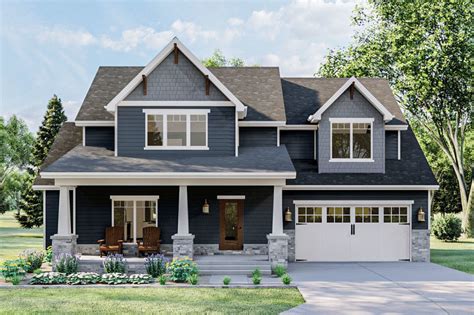 Plan 62878DJ: New American Craftsman Home Plan with Attractive Front Porch | Craftsman style ...