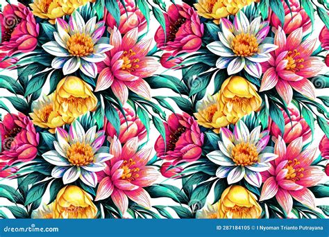 Floral Shape Watercolor Seamless Pattern. Stock Illustration - Illustration of flower, shape ...