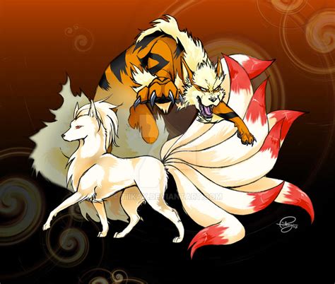 AN08 - Ninetales and Arcanine by tiikay on DeviantArt