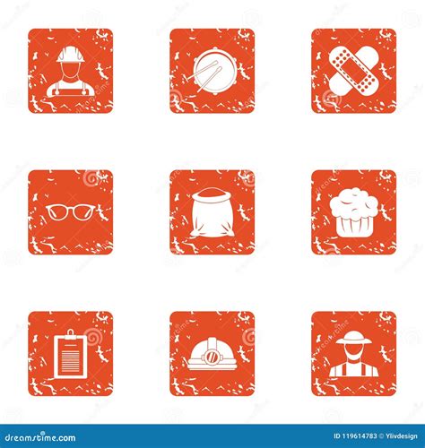 Accident Prevention Icons Set, Grunge Style Stock Vector - Illustration of master, grass: 119614783