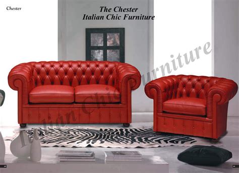 Red Italian Leather Sofa Set | Baci Living Room