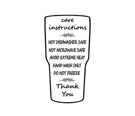 Tumbler Care Instructions SVG, PNG, PDF, tumbler cricut files ...