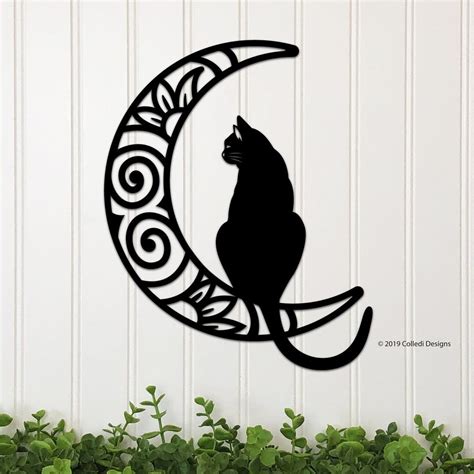 Cat and Moon | Cat wall art, Metal wall art, Cat art