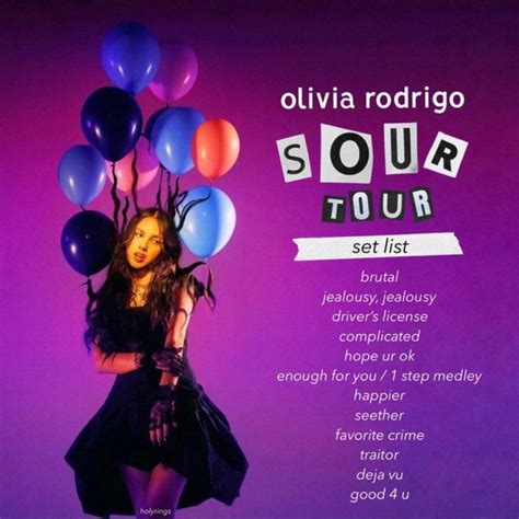 sour tour setlist! | Olivia, Celebrity style red carpet, Teenage dream