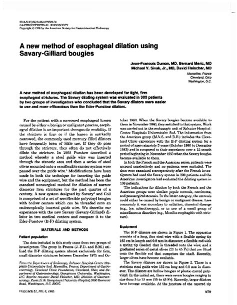 (PDF) A new method of esophageal dilation using Savary-Gilliard bougies | B.e. Meric - Academia.edu