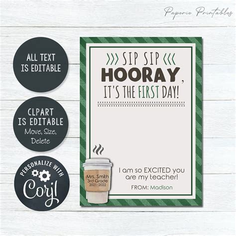 EDITABLE Coffee Gift Certificate Card for Teacher Back to - Etsy