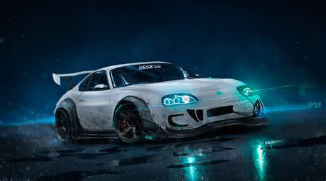 Free download | HD wallpaper: 4K, Drift, Neon lights, Toyota Supra, Custom, mode of ...