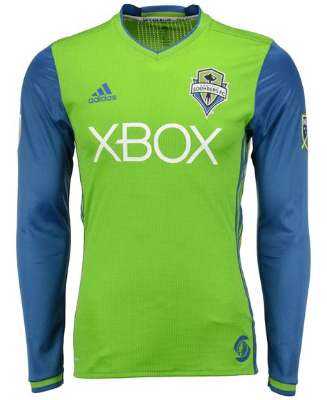 adidas Synthetic Men's Seattle Sounders Fc Long Sleeve Primary Authentic Jersey in Blue for Men ...