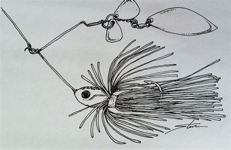 Theme: Fishing Lures - ink drawing; sketch - August 04 - Drawing number for the year #216 - 2014 ...