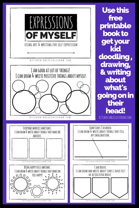 Self Expression Through Writing & Art- Free Self Esteem Worksheets - The Kitchen Table Classroom ...