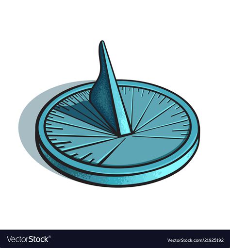 Sundial sun clock hand drawn Royalty Free Vector Image