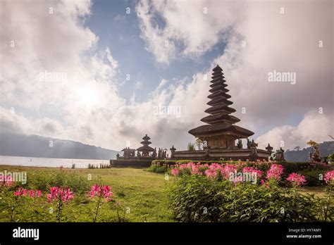 Pura Ulun Danu Bratan Morning sunrise, Hindu temple in Bratan lake Bali ...