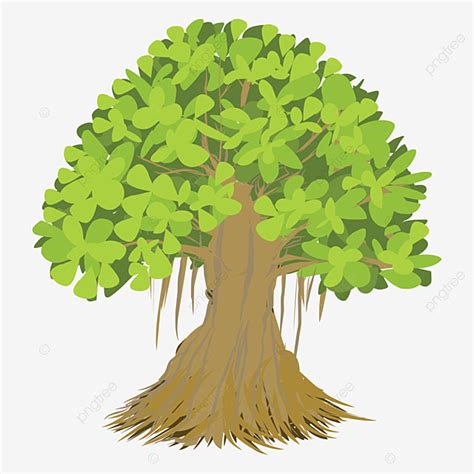 Banyan Tree Vector Hd PNG Images, Vector Image Of A Banyan Tree With A White Background, Tree ...