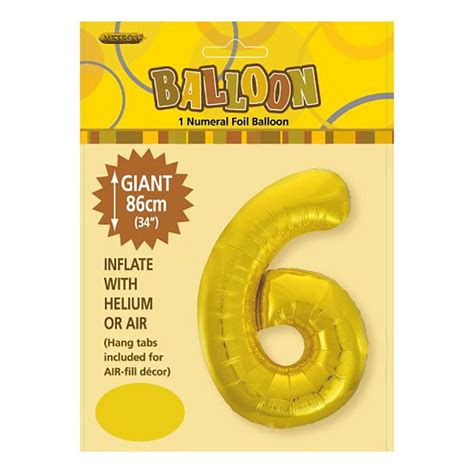 Gold Giant Number 6 Foil Balloon – Sydney Costume Shop