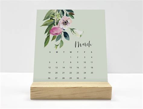 2023 Floral Desk Calendar 2023 Calendar With Wood Stand - Etsy