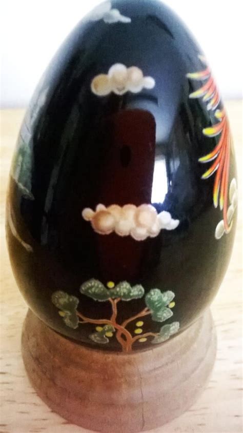 Japanese Enamelled Egg With Stand - Etsy | Mythical birds, Japanese, Wooden eggs