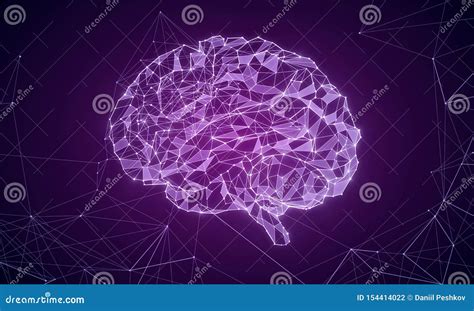 Glowing Purple Polygonal Brain Stock Illustration - Illustration of abstract, cyberspace: 154414022