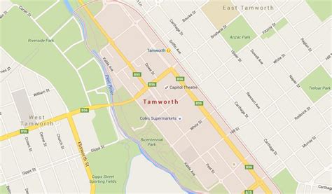 Map of Tamworth - World Easy Guides