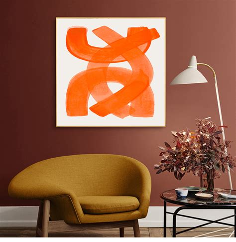 Bright Orange Abstraction Square Wall Art Fine Art Canvas Prints Minim | Square wall art, Orange ...