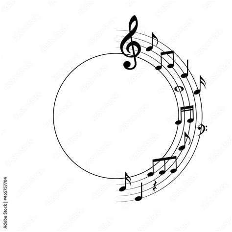 Music notes, round frame, vector illustration. Stock Vector | Adobe Stock