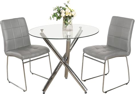 Buy 3 Piece Round Dining Table Set for 2,Dining Room Table Set,Kitchen Table and Chairs SetTable ...