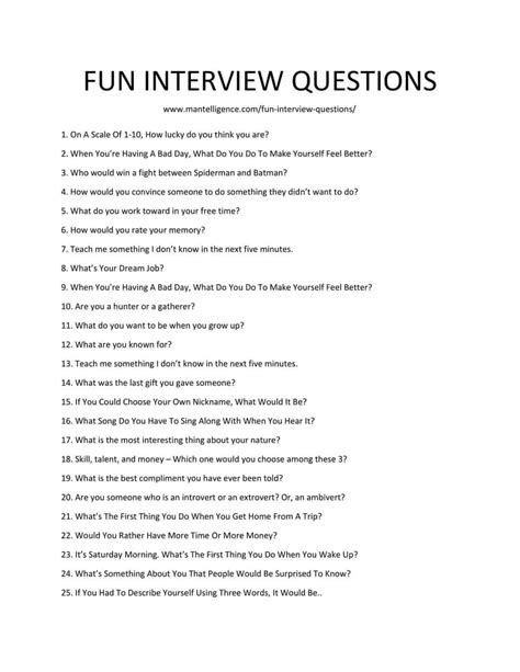 132 Best Fun Interview Questions - Tips and what you need to know.