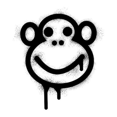 Premium Vector | Graffiti monkey icon with black spray paint