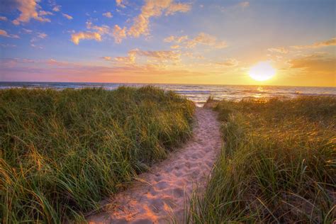 » Sunset Beach Path Panoramic Background