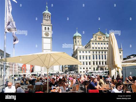 Augsburg: Perlach Tower, Town Hall at square Rathausplatz, Schwaben ...