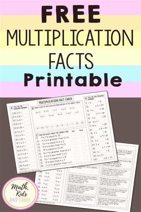Multiplication Worksheets: Multiplication Facts For 2 Times Tables 1D3