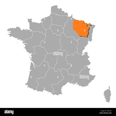 Political map of France with the several regions where Lorraine is ...