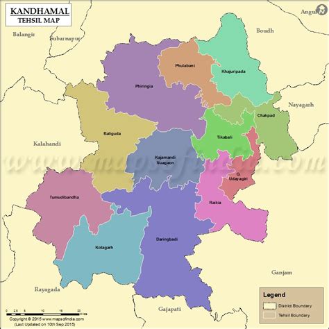 Kandhamal Tehsil Map, Kandhamal Tehsils