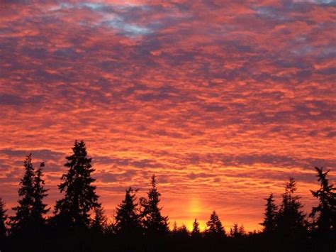 A sun pillar at sunrise over Port Townsend, Washington State, US by ...