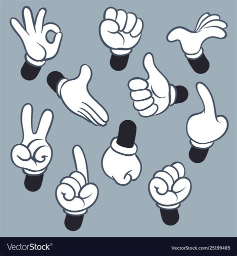 Cartoon arms various hands with different gesture Vector Image