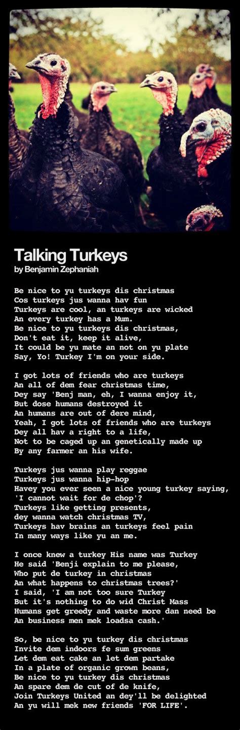 Ronnie Warner News: Benjamin Zephaniah Poems Talking Turkeys